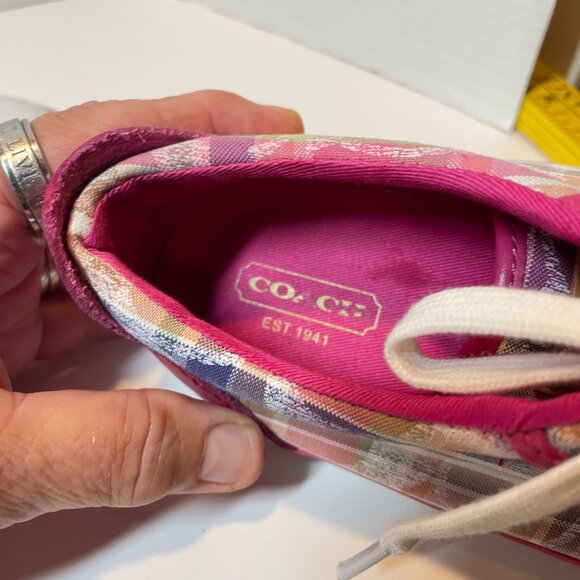 Coach Womens Plaid Canvas Lace-Up Sneakers Size 7 With Original Box - Picture 14 of 16